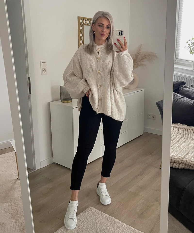 Veste oversize beige à allure moderne