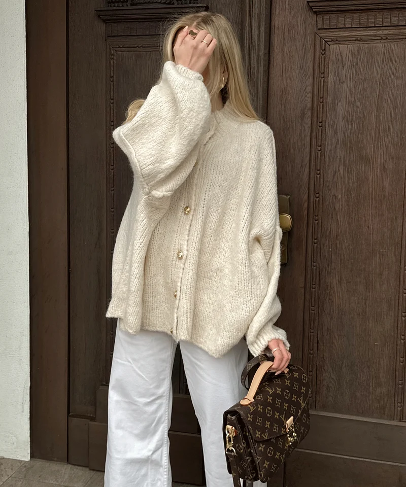 Veste oversize beige à allure moderne