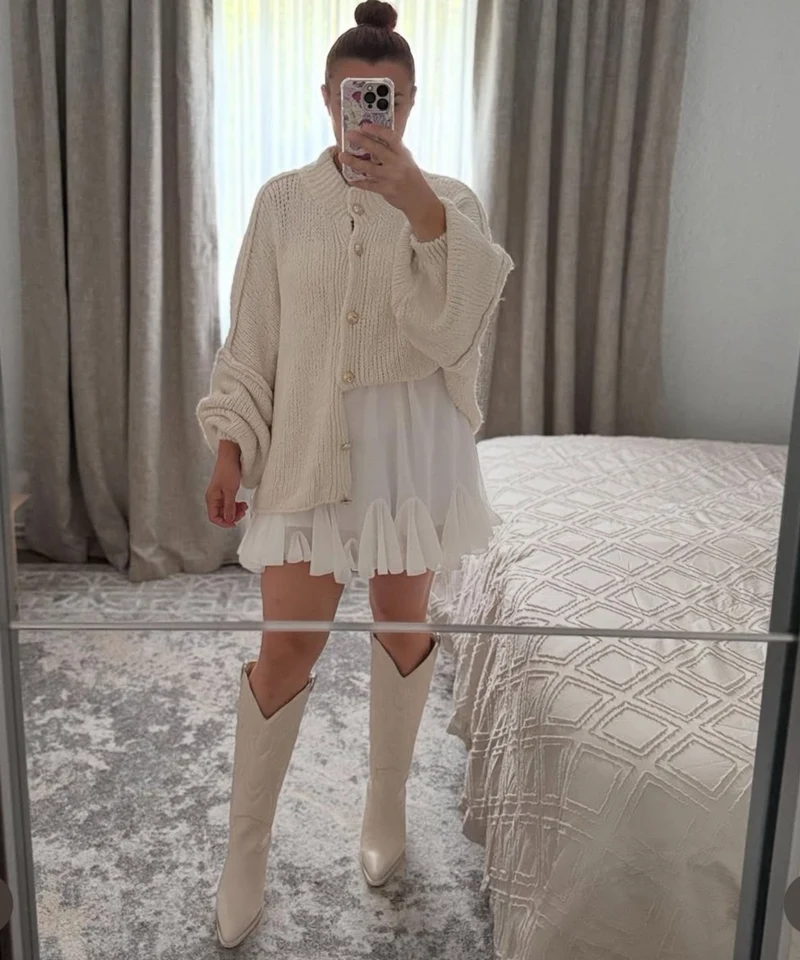 Veste oversize beige à allure moderne