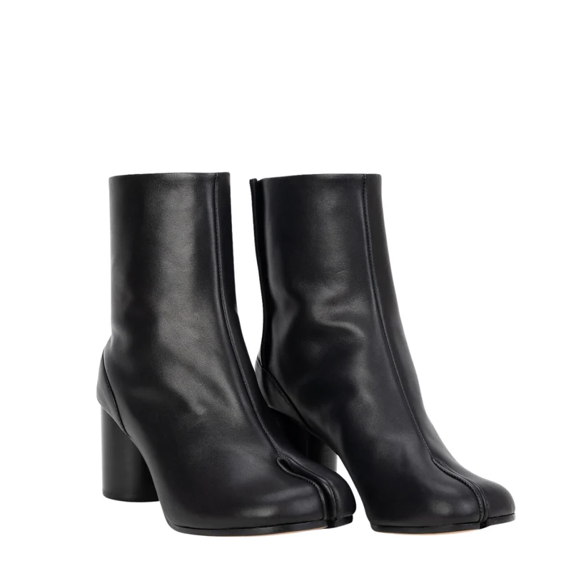 Bottes Noires Femme Style Tabi – Bout Fendu Moderne