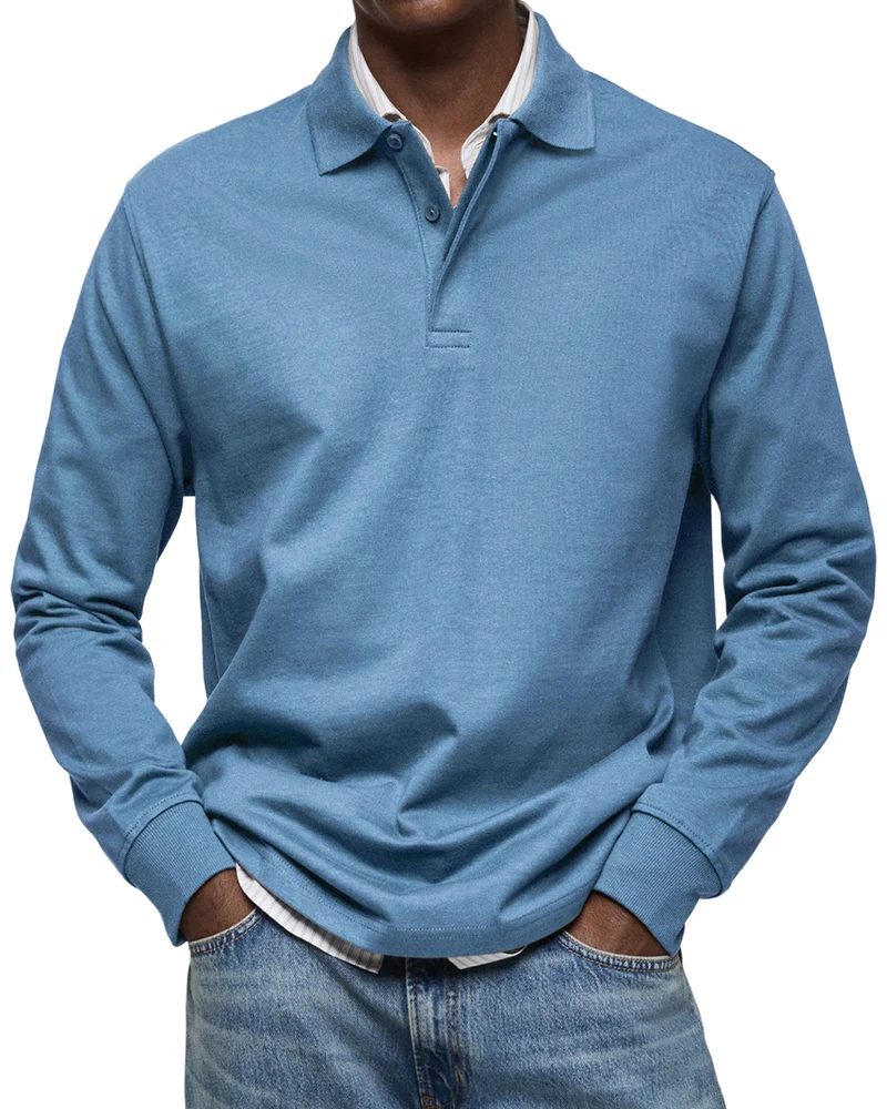 Luxury Long-Sleeve Polo Shirt – Élégance