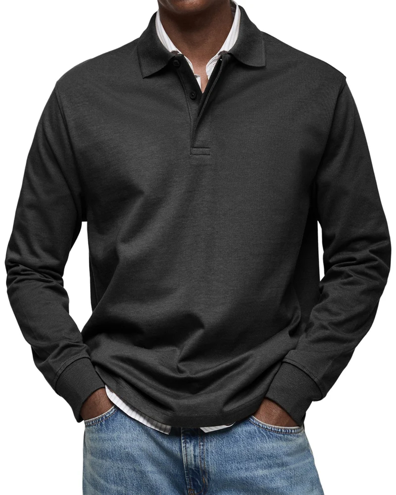 Luxury Long-Sleeve Polo Shirt – Élégance