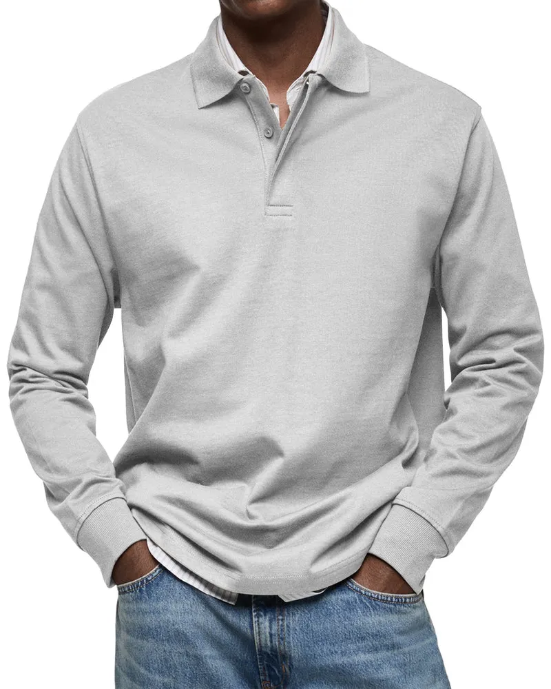 Luxury Long-Sleeve Polo Shirt – Élégance