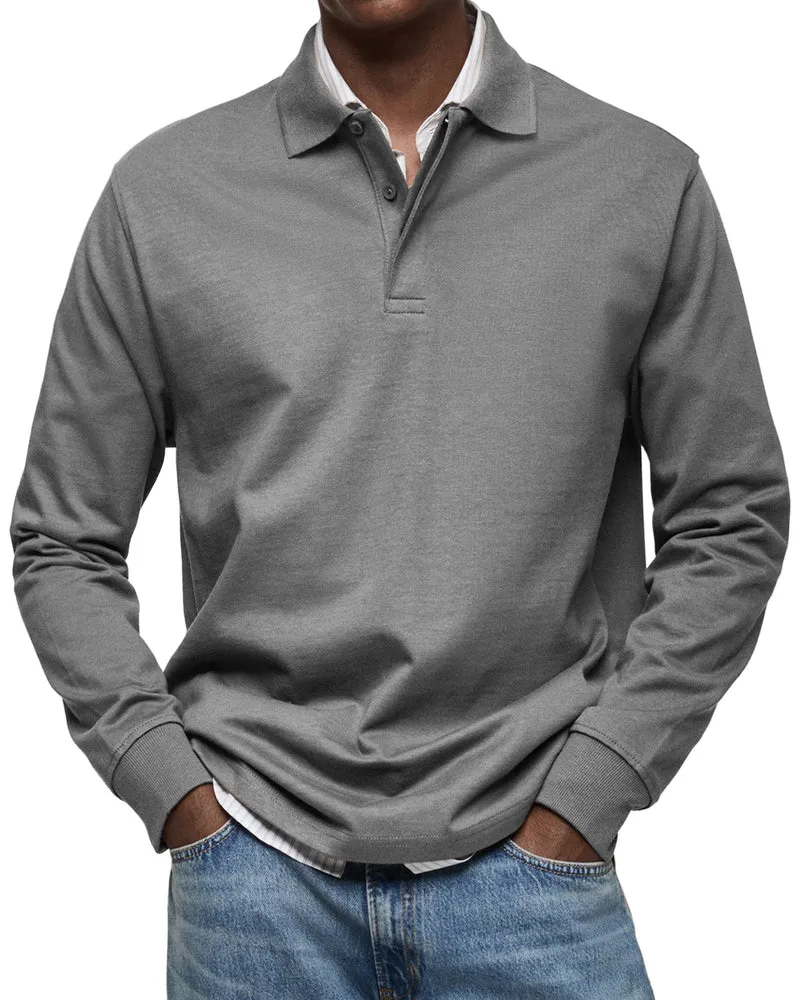 Luxury Long-Sleeve Polo Shirt – Élégance