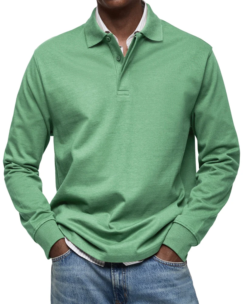 Luxury Long-Sleeve Polo Shirt – Élégance