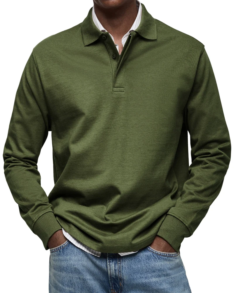 Luxury Long-Sleeve Polo Shirt – Élégance