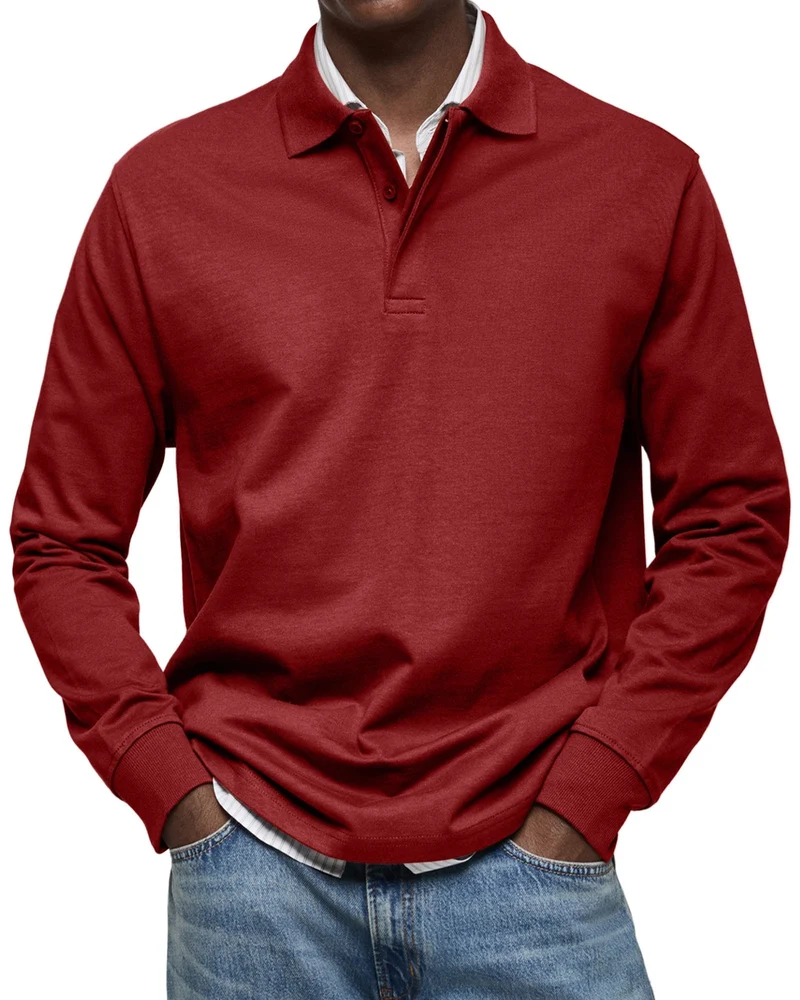 Luxury Long-Sleeve Polo Shirt – Élégance