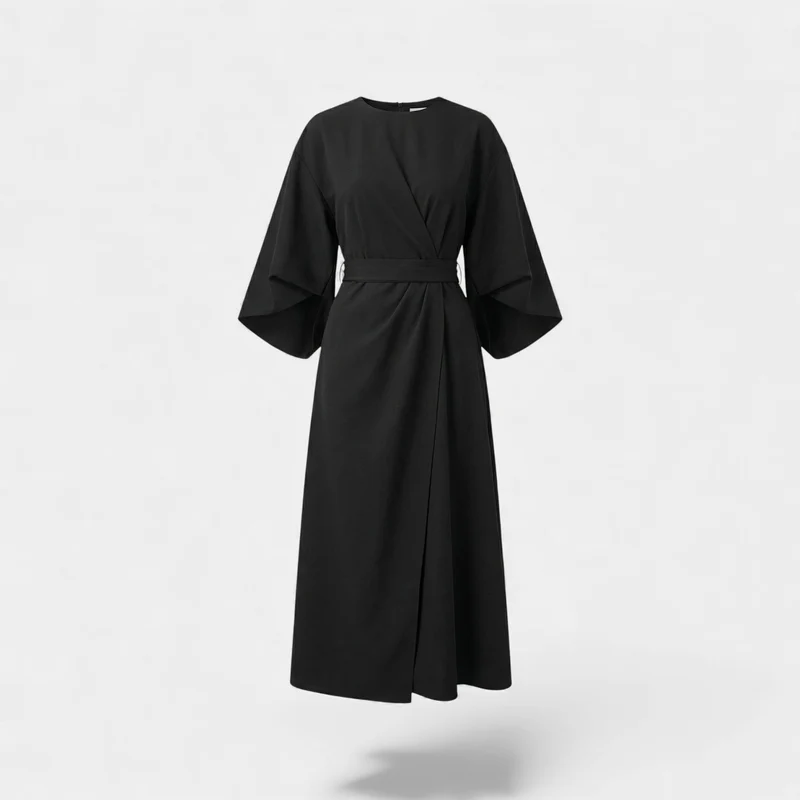 Robe Élégante Femme à Taille Cintrée et Silhouette Fluide
