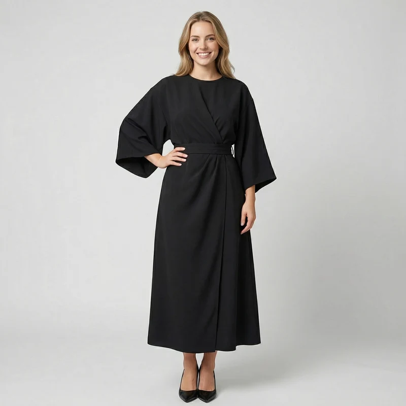 Robe Élégante Femme à Taille Cintrée et Silhouette Fluide