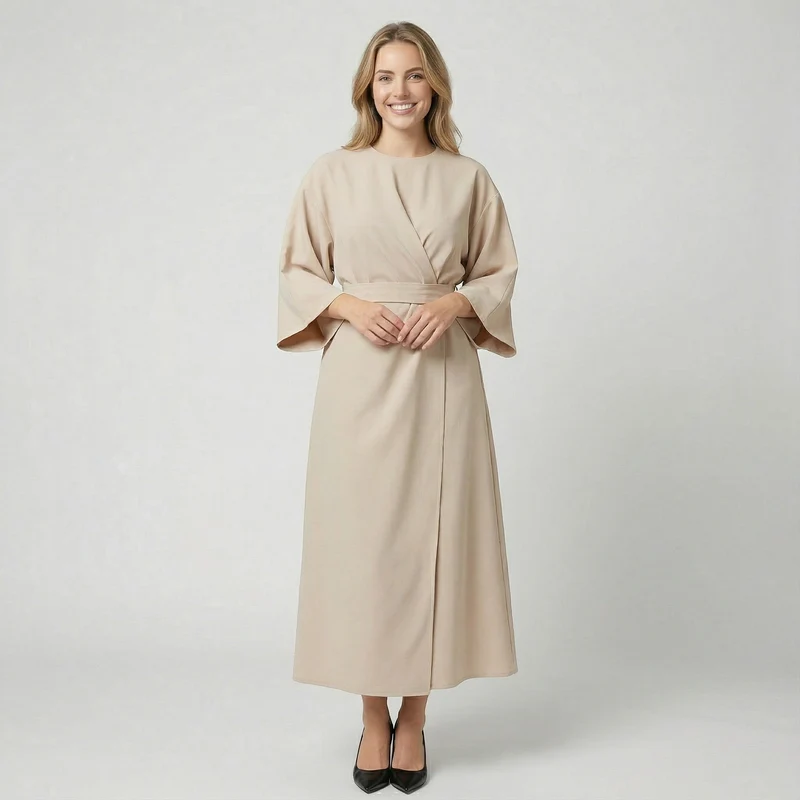 Robe Élégante Femme à Taille Cintrée et Silhouette Fluide