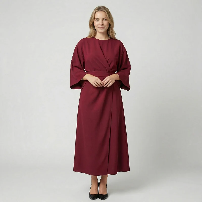 Robe Élégante Femme à Taille Cintrée et Silhouette Fluide