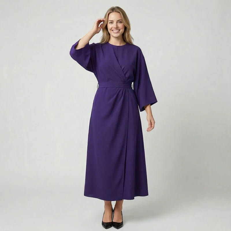 Robe Élégante Femme à Taille Cintrée et Silhouette Fluide