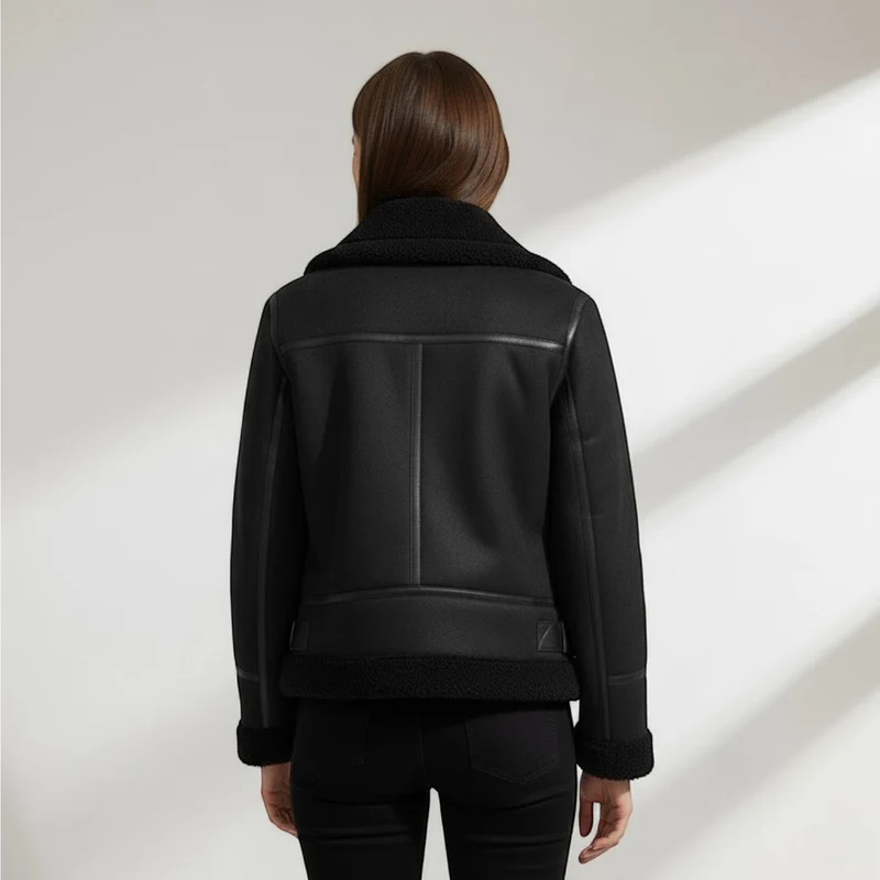 Veste Femme en Daim et Laine d’Agneau – Chaleur et Élégance Hivernale