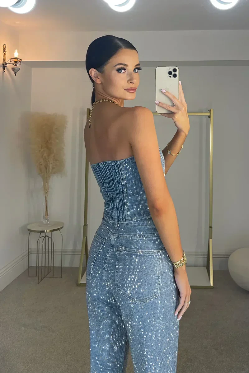 Combinaison Femme Sans Manches en Denim – Style Tendance