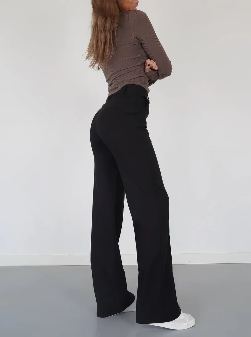Pantalon Femme Taille Haute à Jambe Droite Élégante