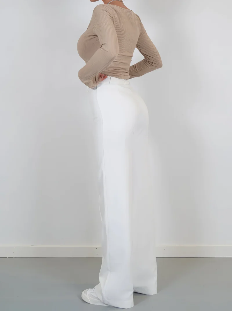 Pantalon Femme Taille Haute à Jambe Droite Élégante