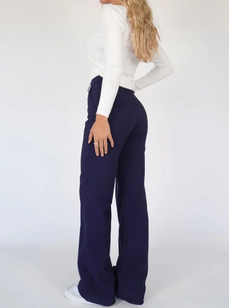 Pantalon Femme Taille Haute à Jambe Droite Élégante