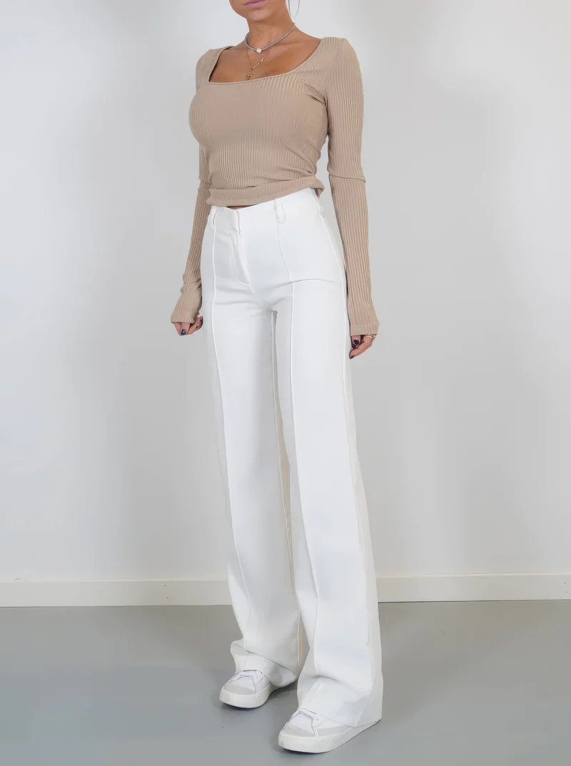Pantalon Femme Taille Haute à Jambe Droite Élégante