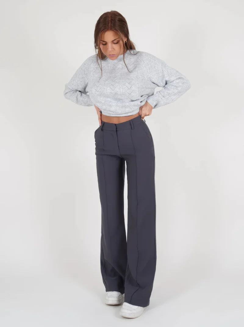 Pantalon Femme Taille Haute à Jambe Droite Élégante