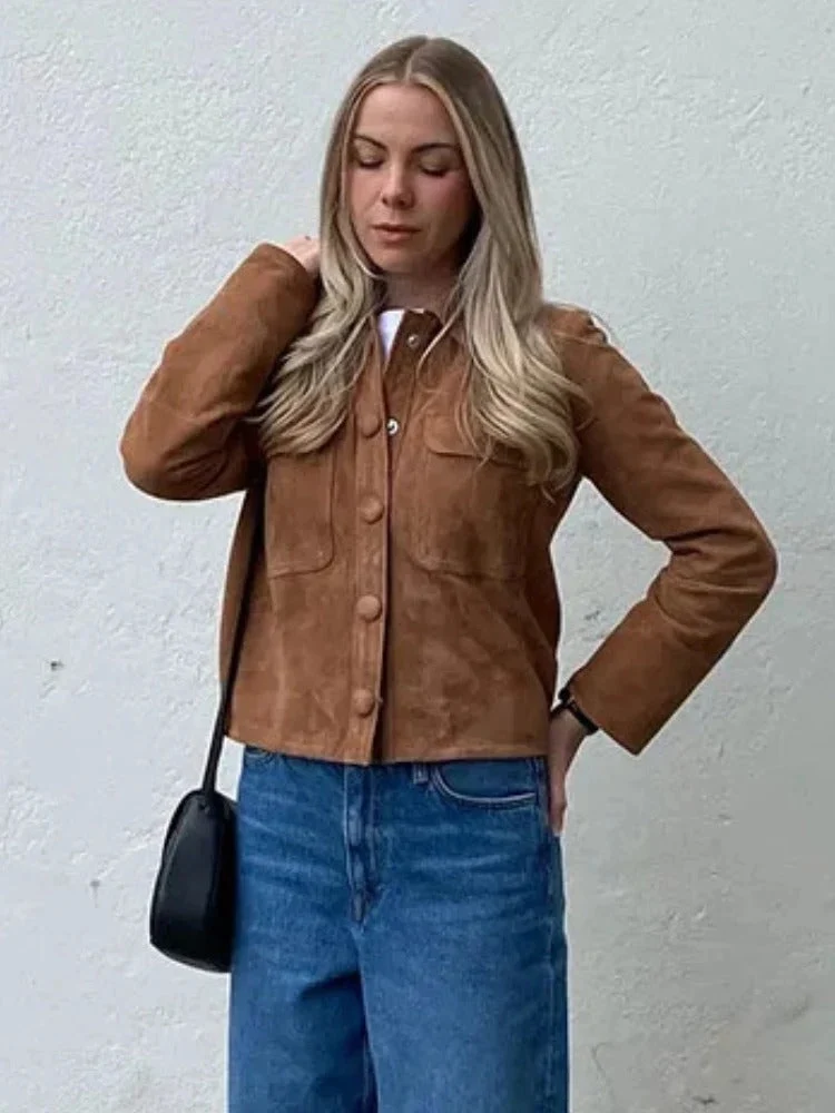 Veste femme en suédine de luxe au design raffiné