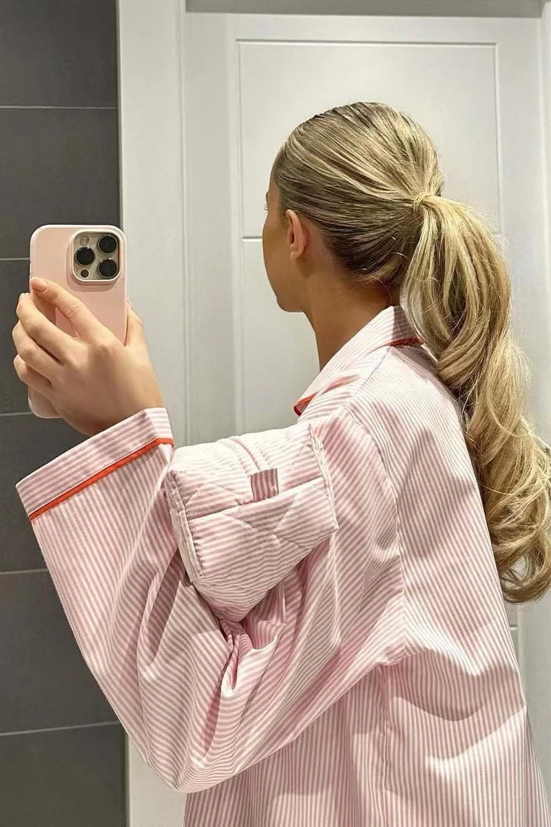 Ensemble de Pyjama Femme Deux Pièces Confortable à Motif Cœurs et Boutons