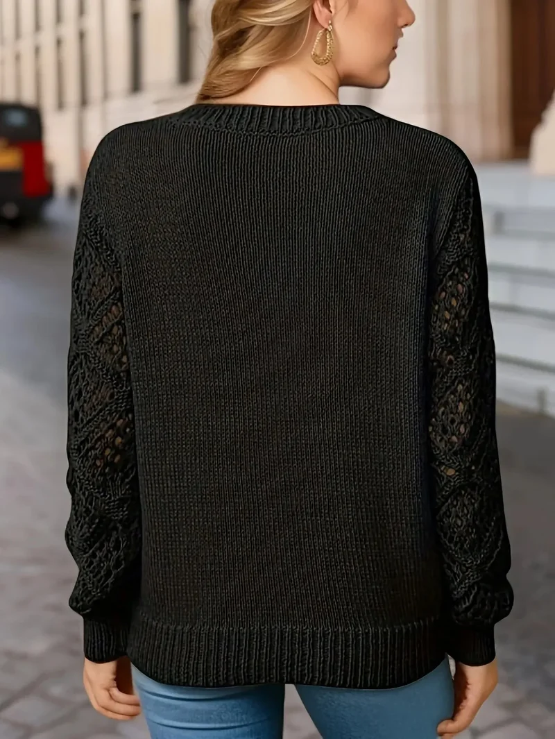Pull femme en maille à col en V chic et intemporel