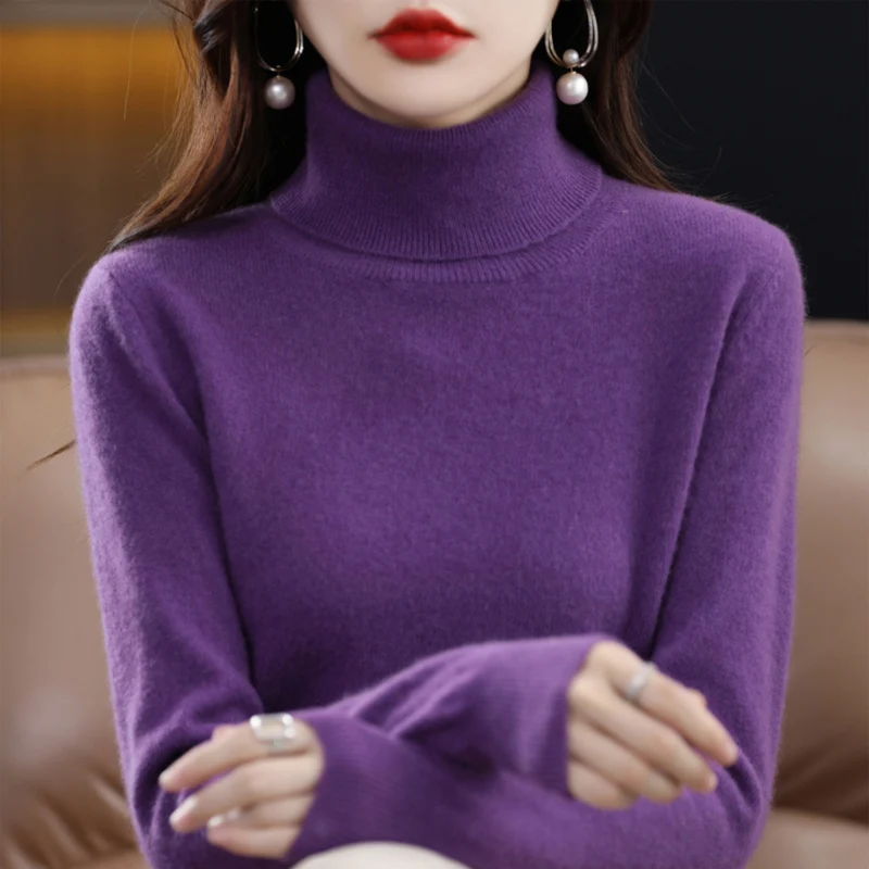 Pull Femme Noir à Col Roulé – Indispensable Minimaliste
