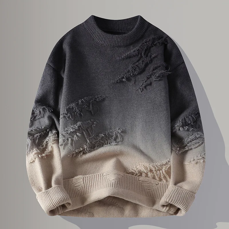 Pull Distressé Corvin pour Homme – Style Urbain Texturé