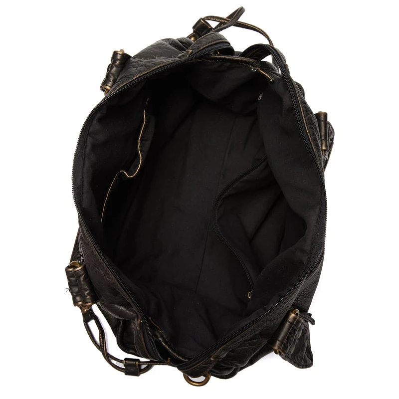 Sac à Main Femme en Cuir Noir avec Poches Zippées – Élégance Fonctionnelle