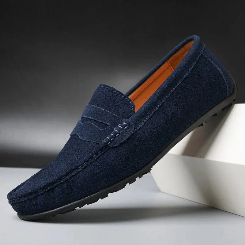 Mocassins Homme en Daim Bleu Marine – Élégance Intemporelle
