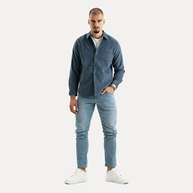 Chemise à Manches Longues en Velours Côtelé