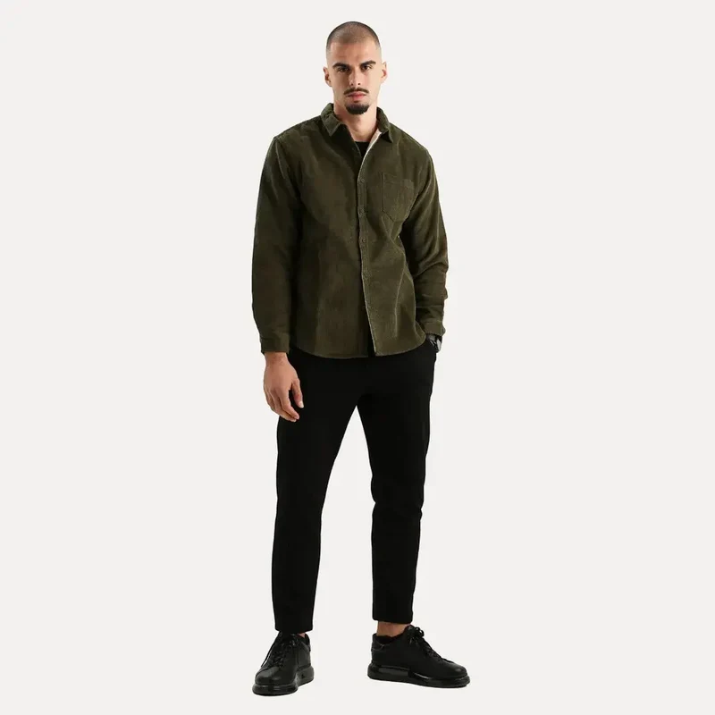 Chemise à Manches Longues en Velours Côtelé
