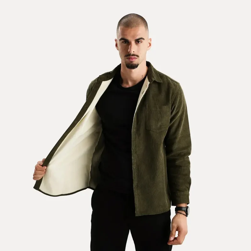 Chemise à Manches Longues en Velours Côtelé