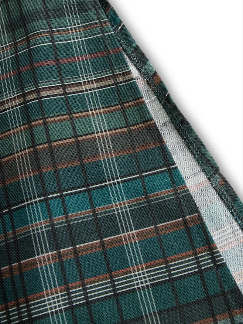 Robe Maxi à Carreaux pour Femmes avec Col Revers