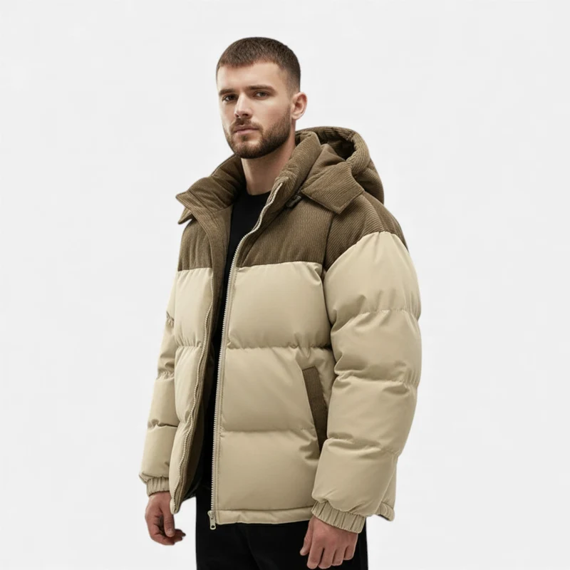 Veste d'hiver pour hommes avec doublure en polaire et capuche détachable