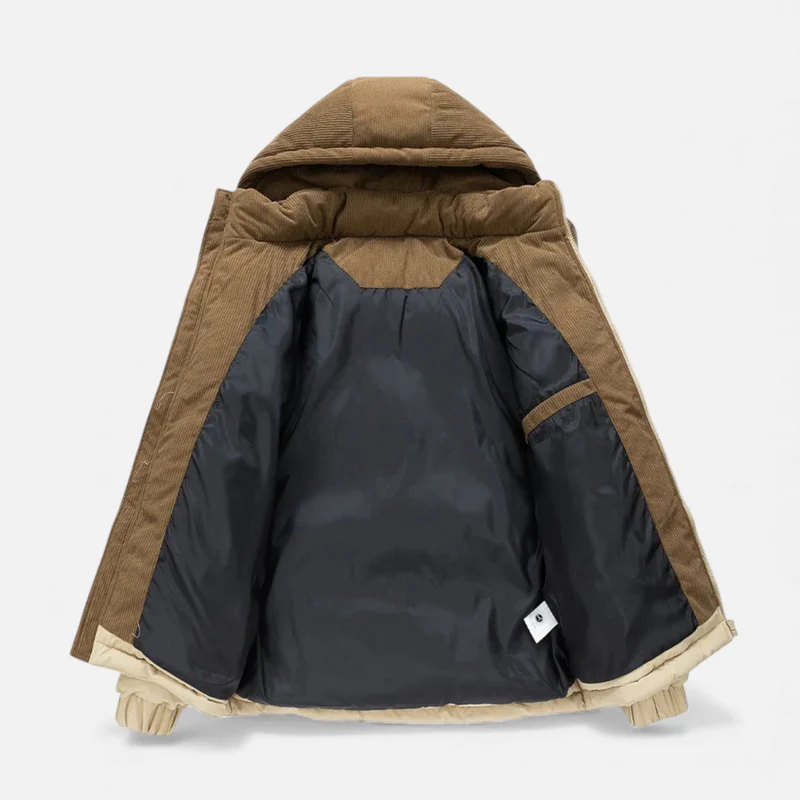Veste d'hiver pour hommes avec doublure en polaire et capuche détachable