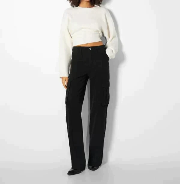 Pantalon Cargo Femme Taille Haute à Poches