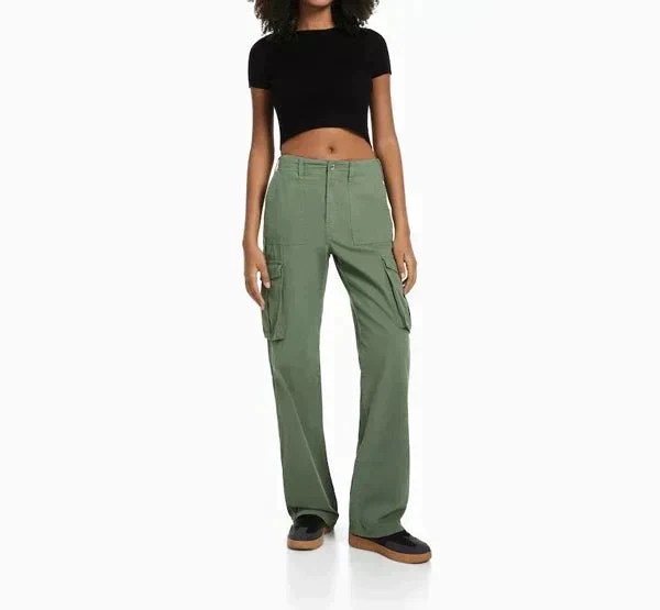Pantalon Cargo Femme Taille Haute à Poches
