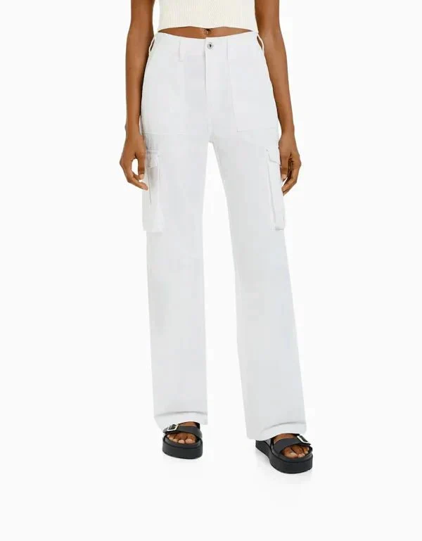 Pantalon Cargo Femme Taille Haute à Poches
