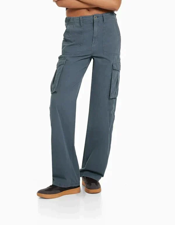 Pantalon Cargo Femme Taille Haute à Poches
