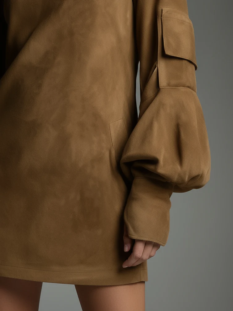 Robe Mini Vintage en Suède Femme