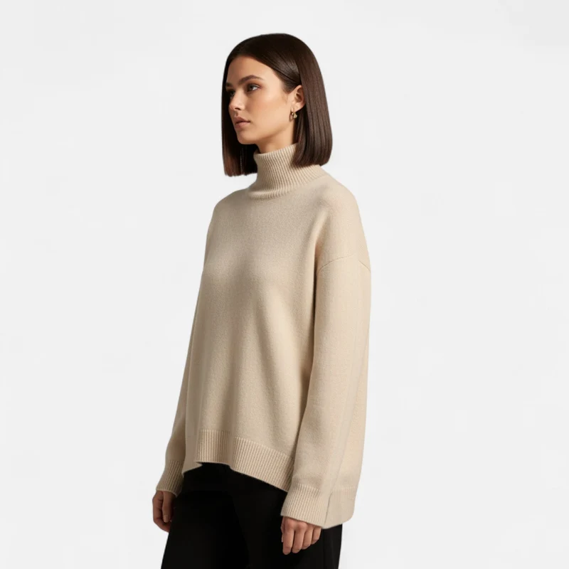Pull Femme en Cachemire à Col Roulé