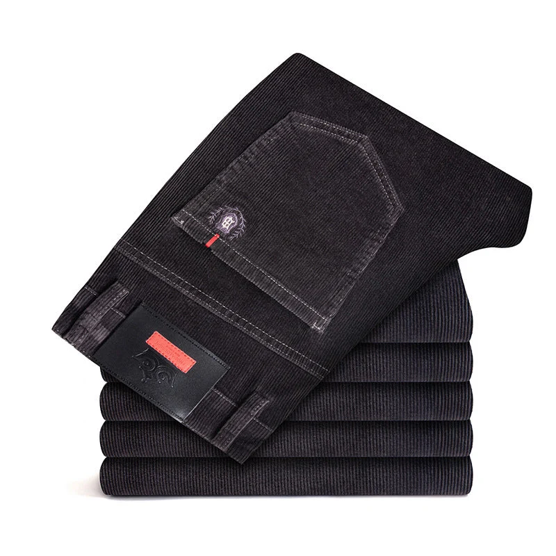 Pantalon en velours côtelé noir pour hommes