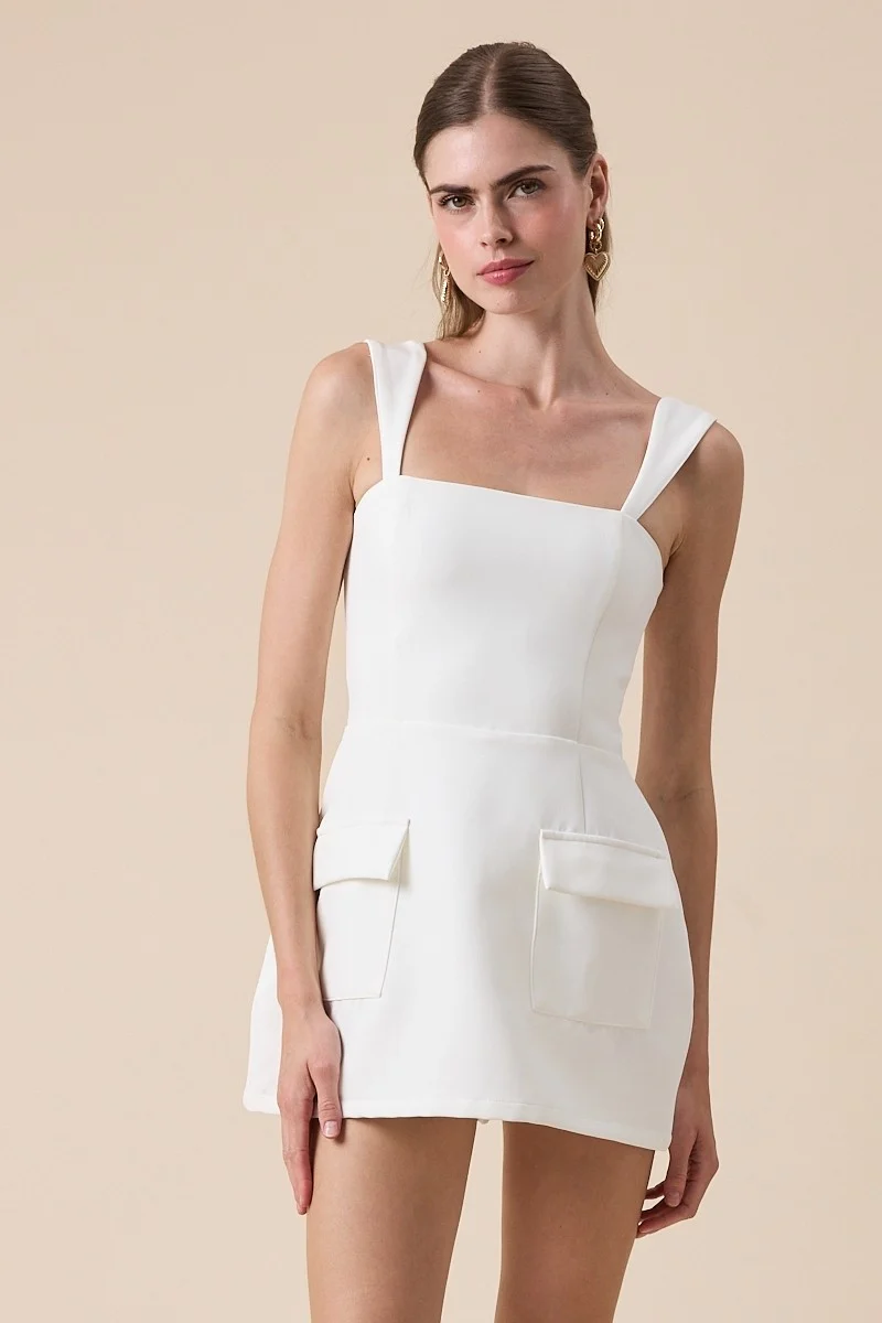 BOBBY Square Neck Plain Mini Dress