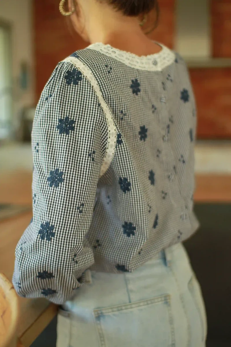 Chemisier "Garance" Coton Vichy Marine