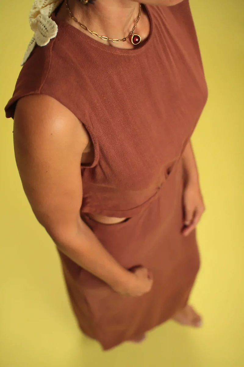 Robe Monica choco lin viscose