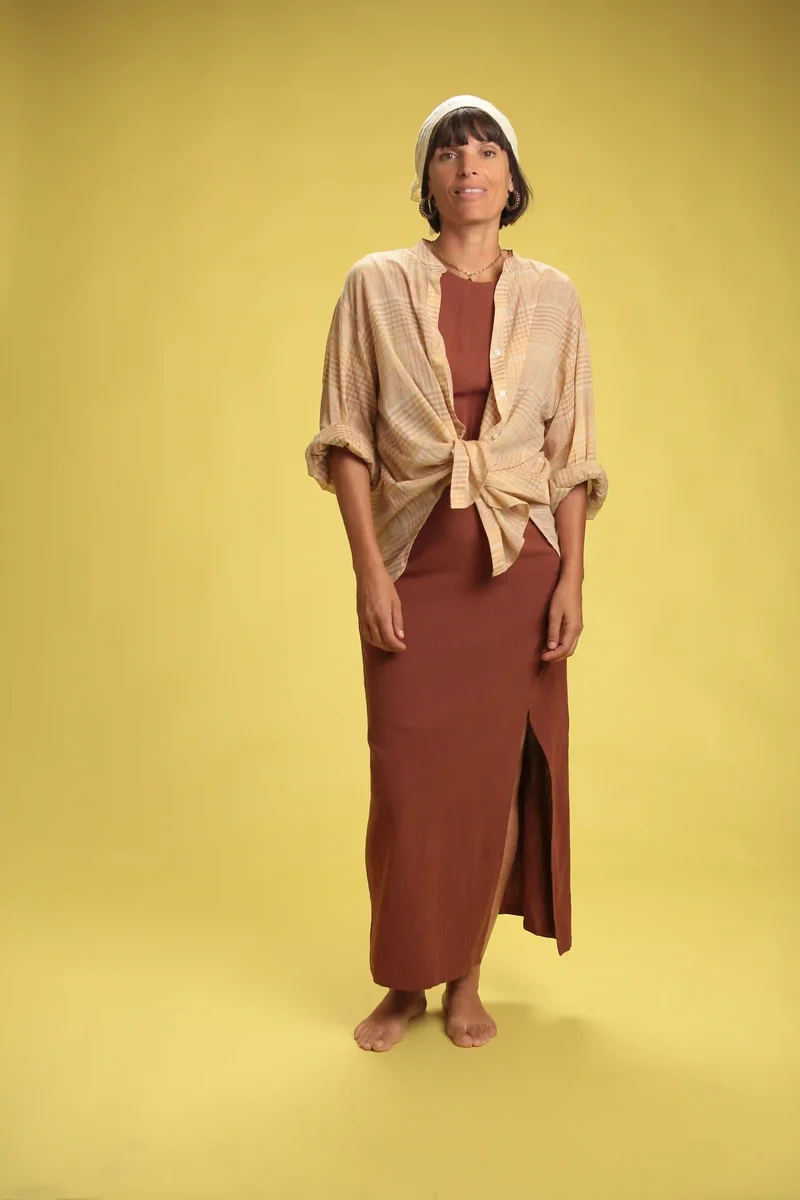 Robe Monica choco lin viscose