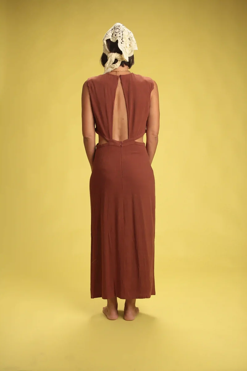 Robe Monica choco lin viscose