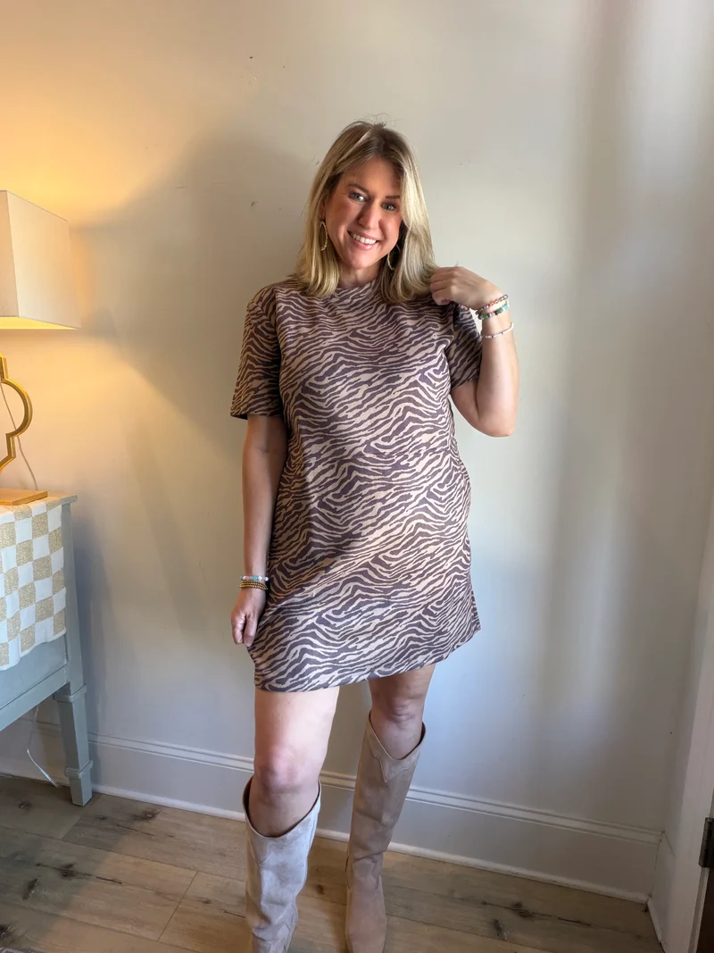 ANIMAL PRINT SHIFT DRESS (LM-0126)
