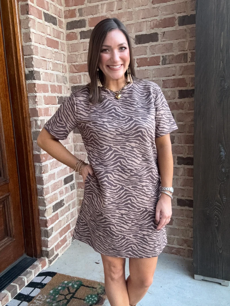 ANIMAL PRINT SHIFT DRESS (LM-0126)
